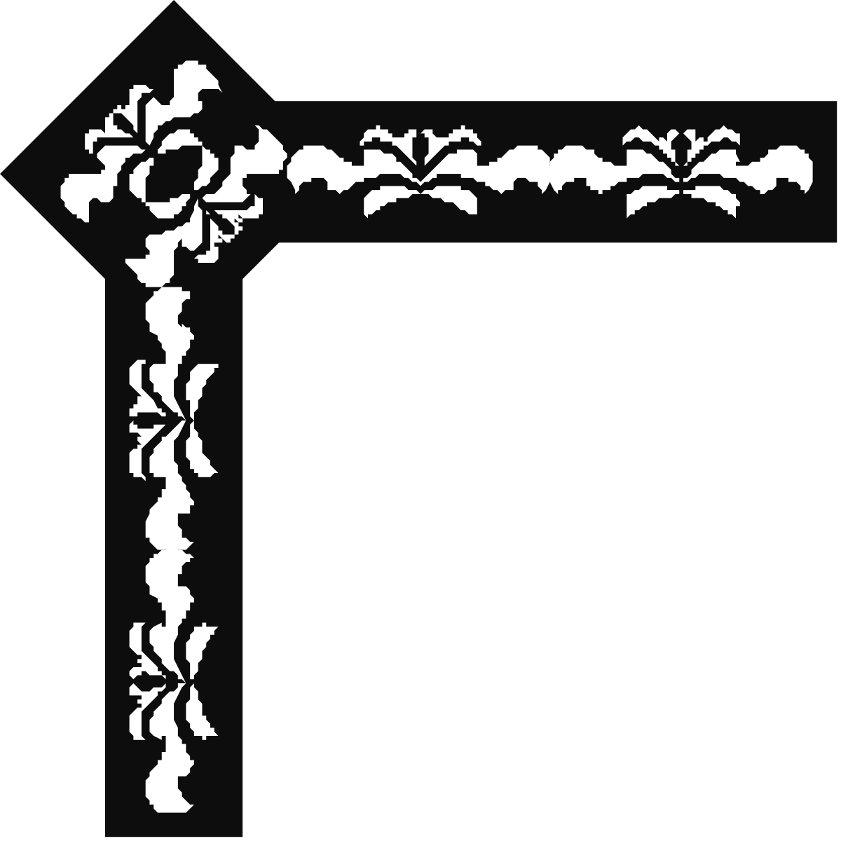 Floral Design Black and White Frame - Elegant Borders and Corners Clipart