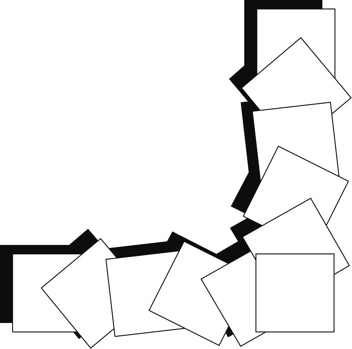 Borders and Corners Clipart: Elegant White Letter J on Black Background
