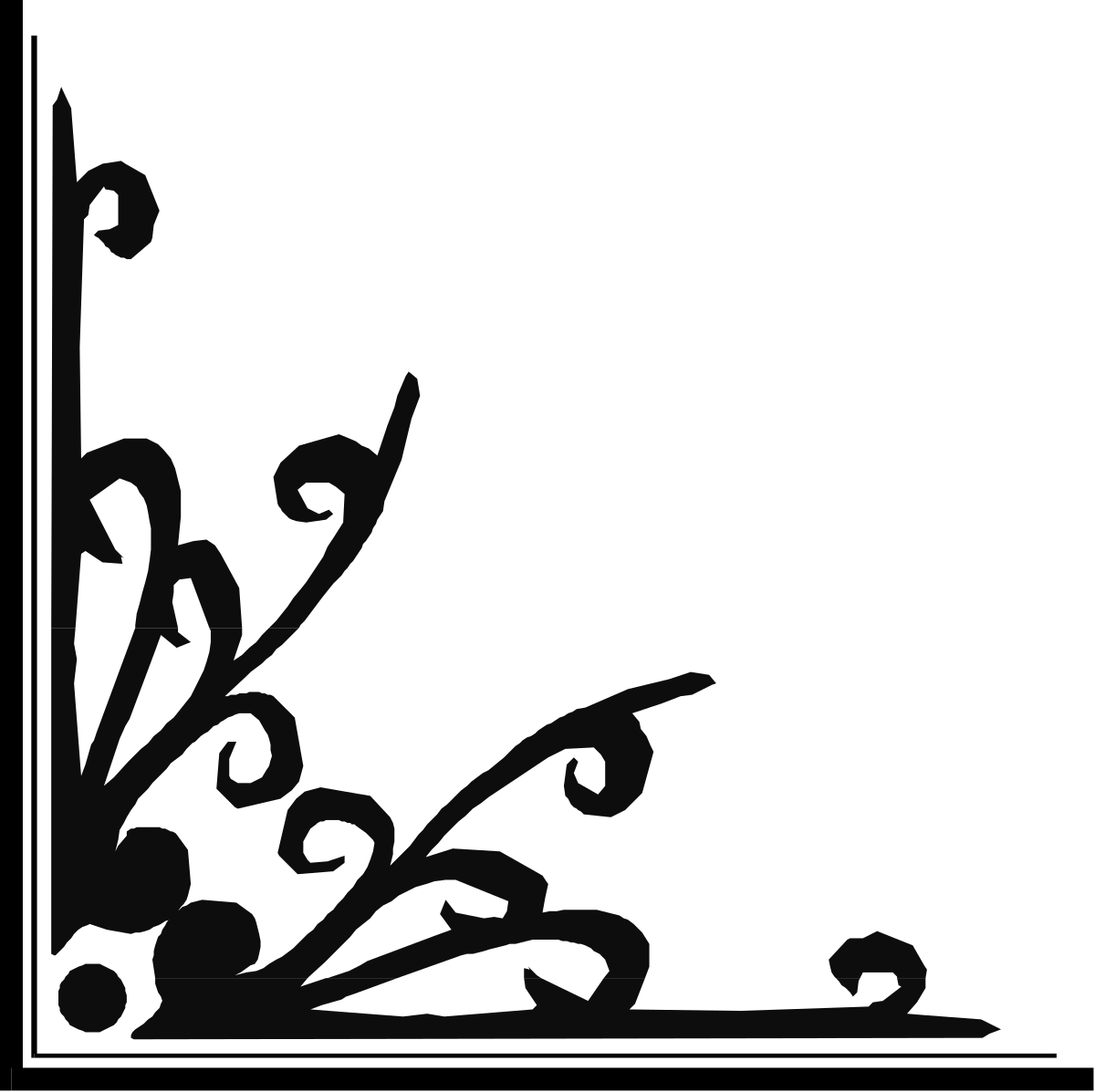 Black and White Sword-Wielding Man Clipart - Elegant Borders & Corners
