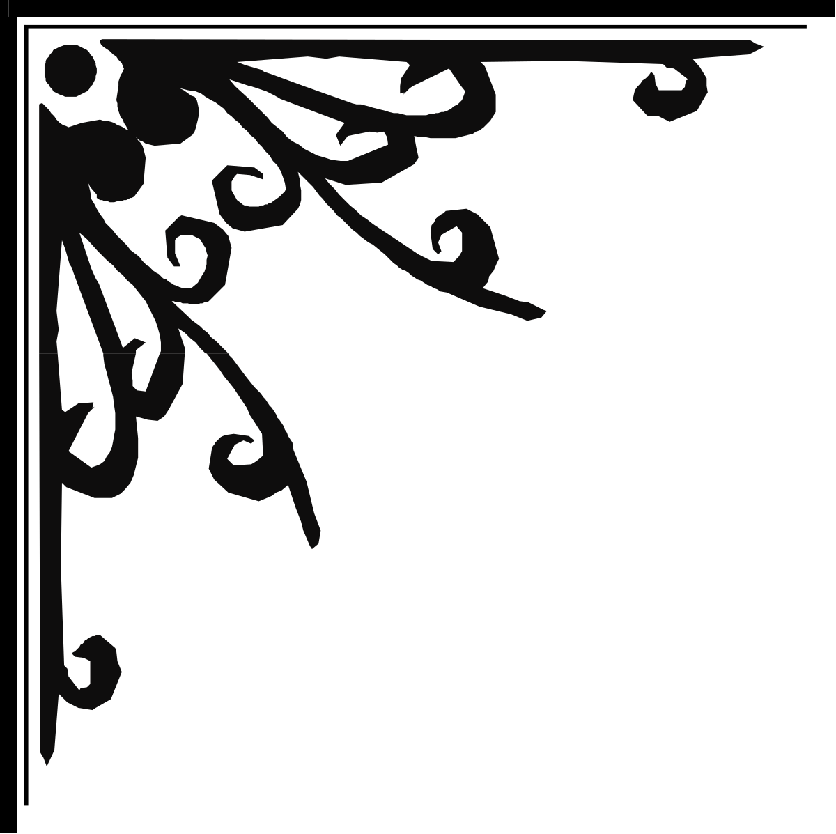 Chinese Calligraphy Clipart - Elegant Black and White Borders and Corners