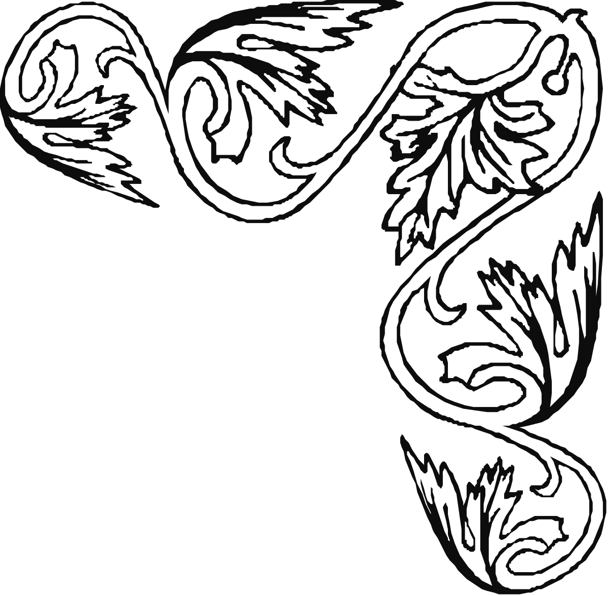 White Snake Clipart with Black Background - Borders and Corners Design