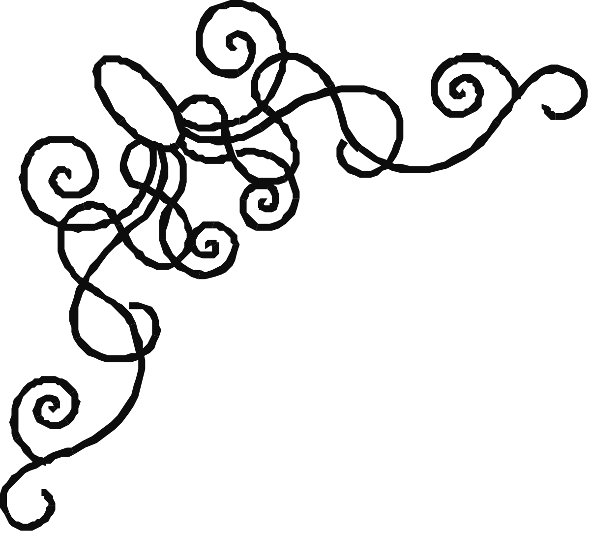 Swirly Pattern Clipart: Black and White Borders & Corners Design