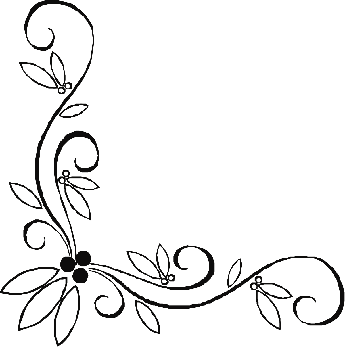 Black and White Floral Border Clipart for Elegant Designs