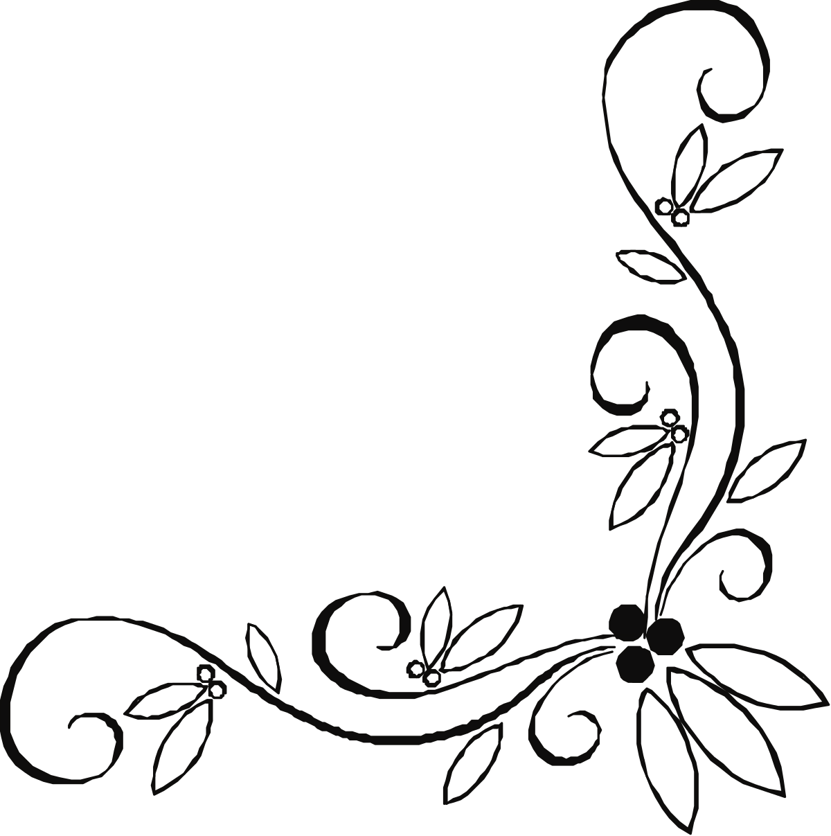 Black and White Floral Border Clipart - Elegant Decorative Corners