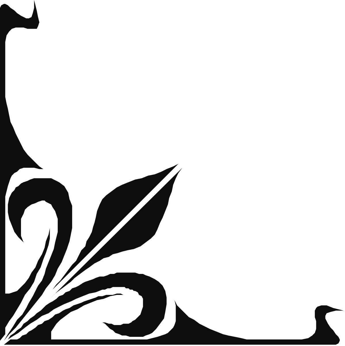 Black and White Flower Silhouette Clipart - Elegant Borders & Corners