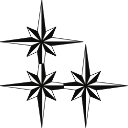 Black and White Star with Four Smaller Stars - Decorative Clipart Borders and Corners