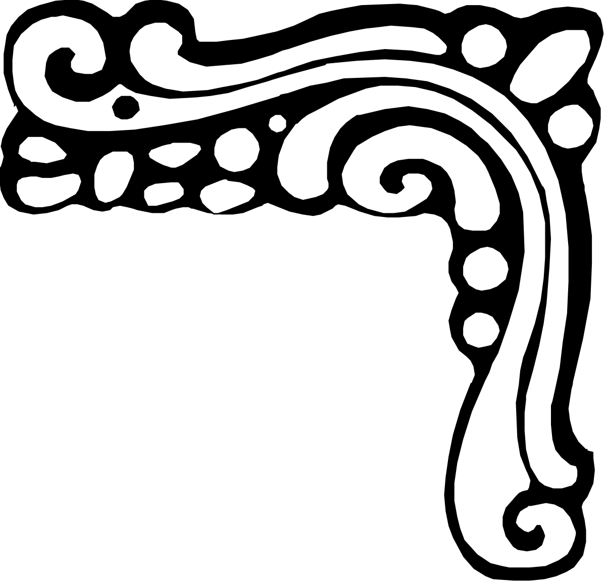 Elegant White Swirly Design on Black Background - Decorative Borders & Corners Clipart