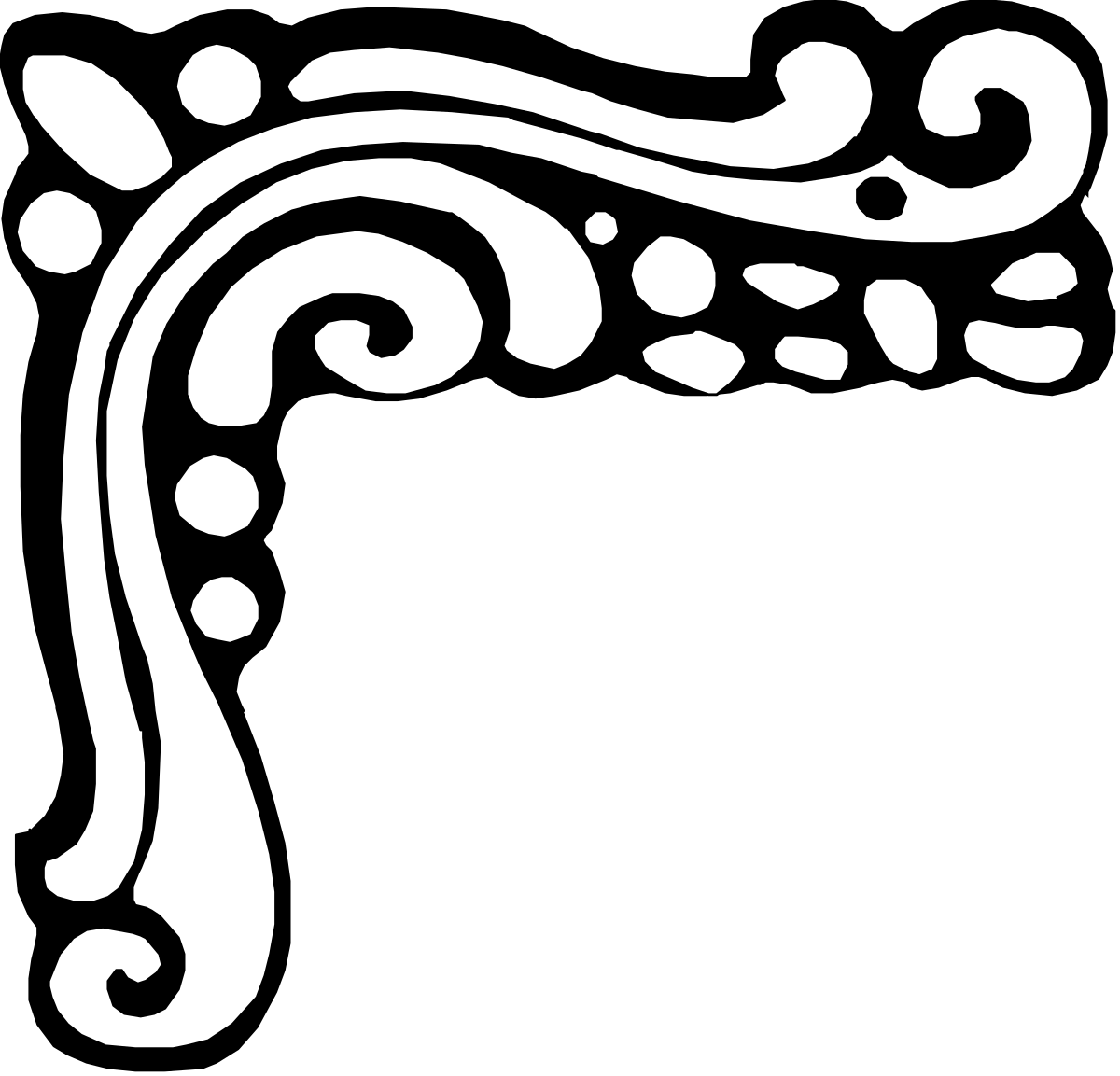 Elegant Swirly Borders and Corners Clipart on Black Background