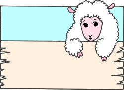 Sheep with a Sign in Its Mouth Clipart - Charming Borders and Backland Scene