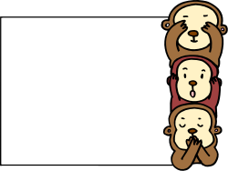 Three Otters Holding Hands and Looking at a Blank Sign Clipart for Creative Projects