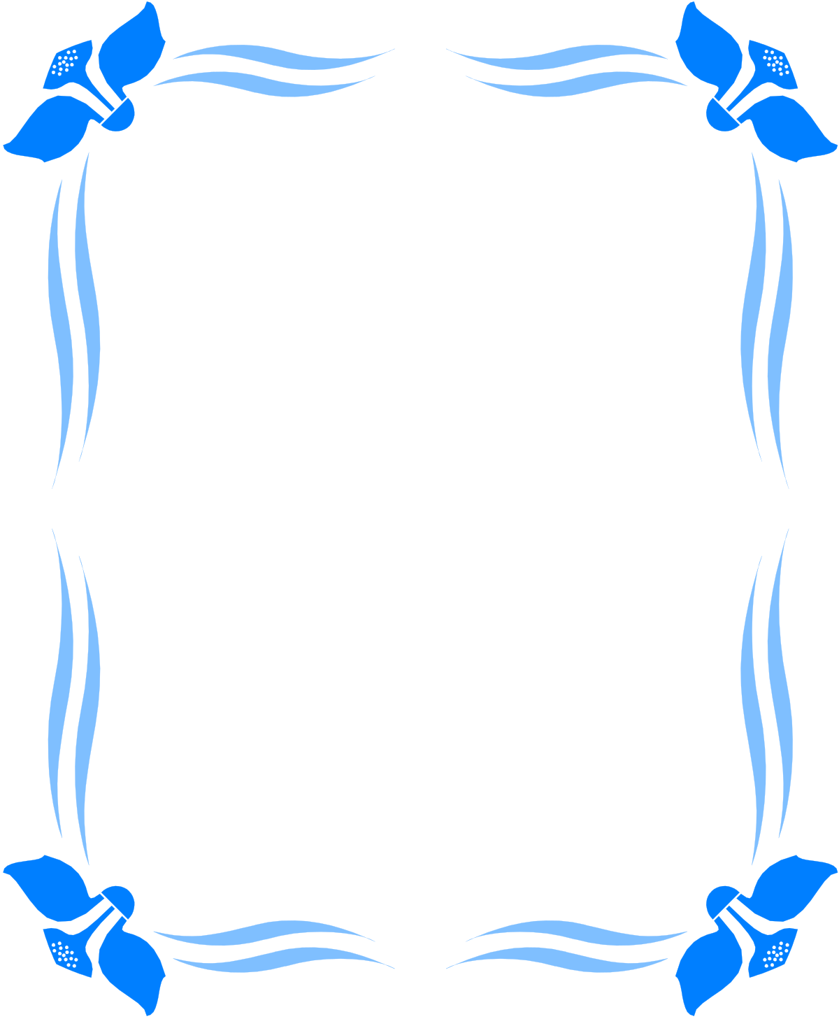 Blue Frame with Flower - Elegant Borders Clipart for Creative Designs