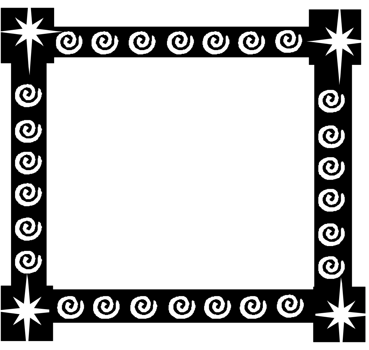 Swirling Star Borders Clipart - Decorative Square Frame Design