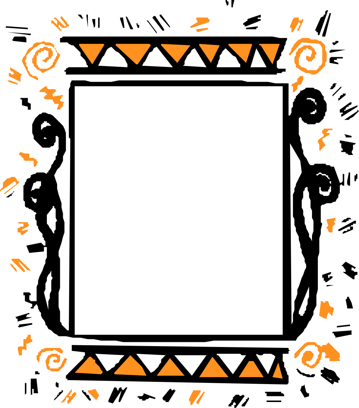 Orange and White Shapes Square Frame Clipart for Creative Borders