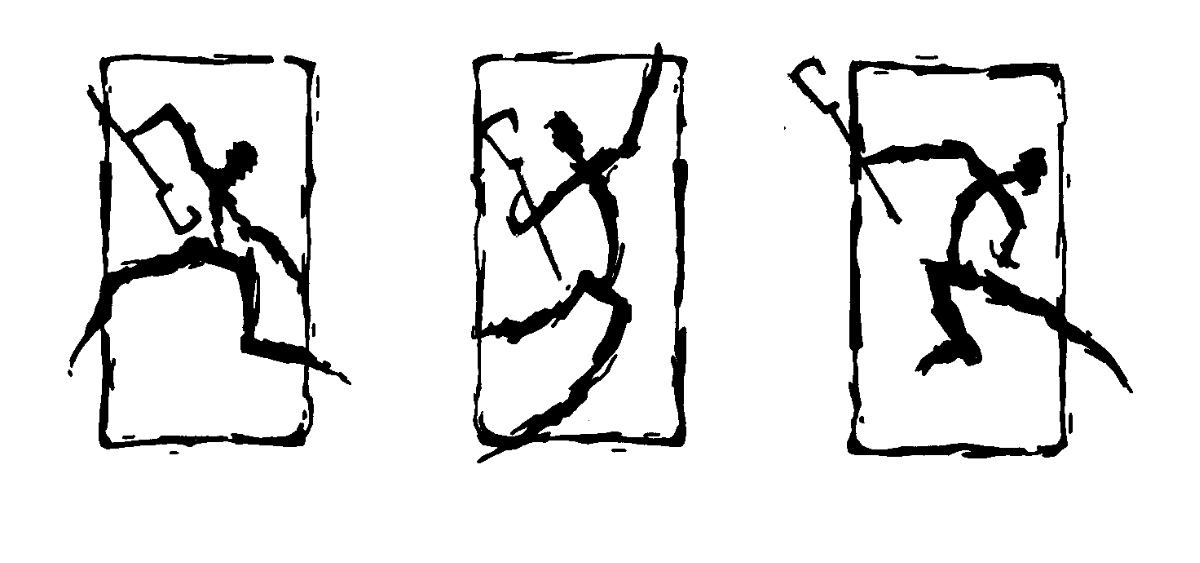 Man Jumping Clipart - Black and White Drawing for Creative Borders