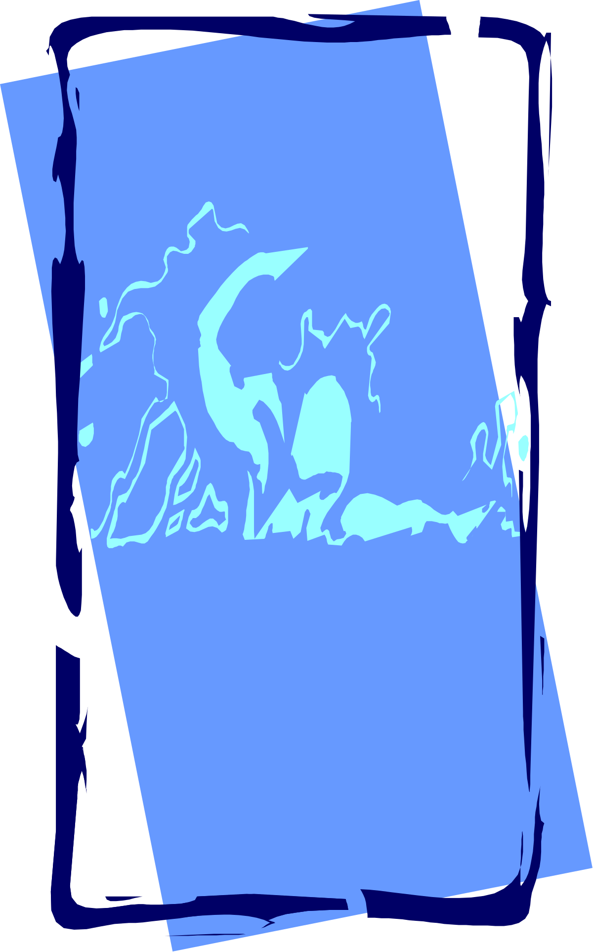 Dog Clipart with White Outline and Blue Square Background