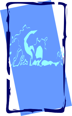 Dog Clipart with White Outline and Blue Square Background