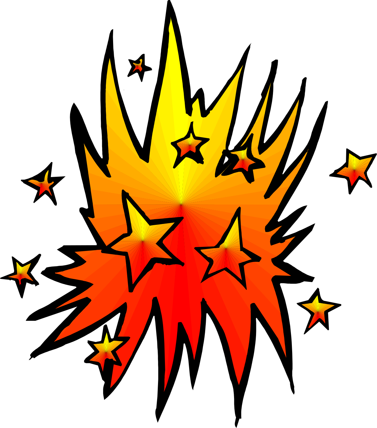 Fire and Stars Clipart: Sparkling Night Campfire Scene