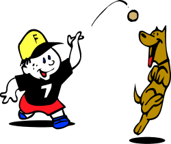 Dog and Man Playing Tennis Clipart - Fun Sports Adventure