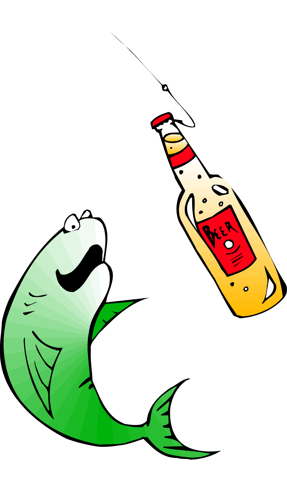 Fish and Beer Bottle Clipart: Refreshing Nautical Scene