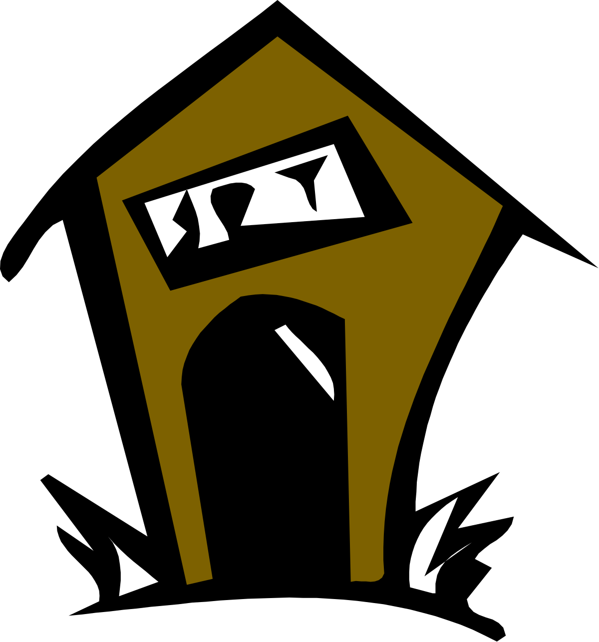 Black and White Logo Featuring a Vibrant Yellow Triangle Clipart