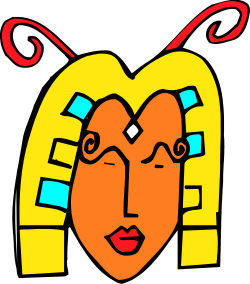 Woman's Face with Red Nose and Yellow Hair Clipart - Vibrant and Fun Illustrations