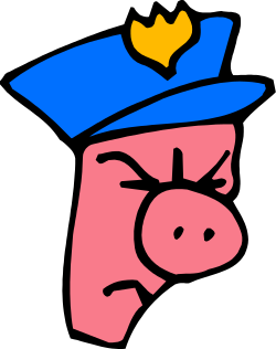 Pig Wearing a Hat and Blue Cap Clipart