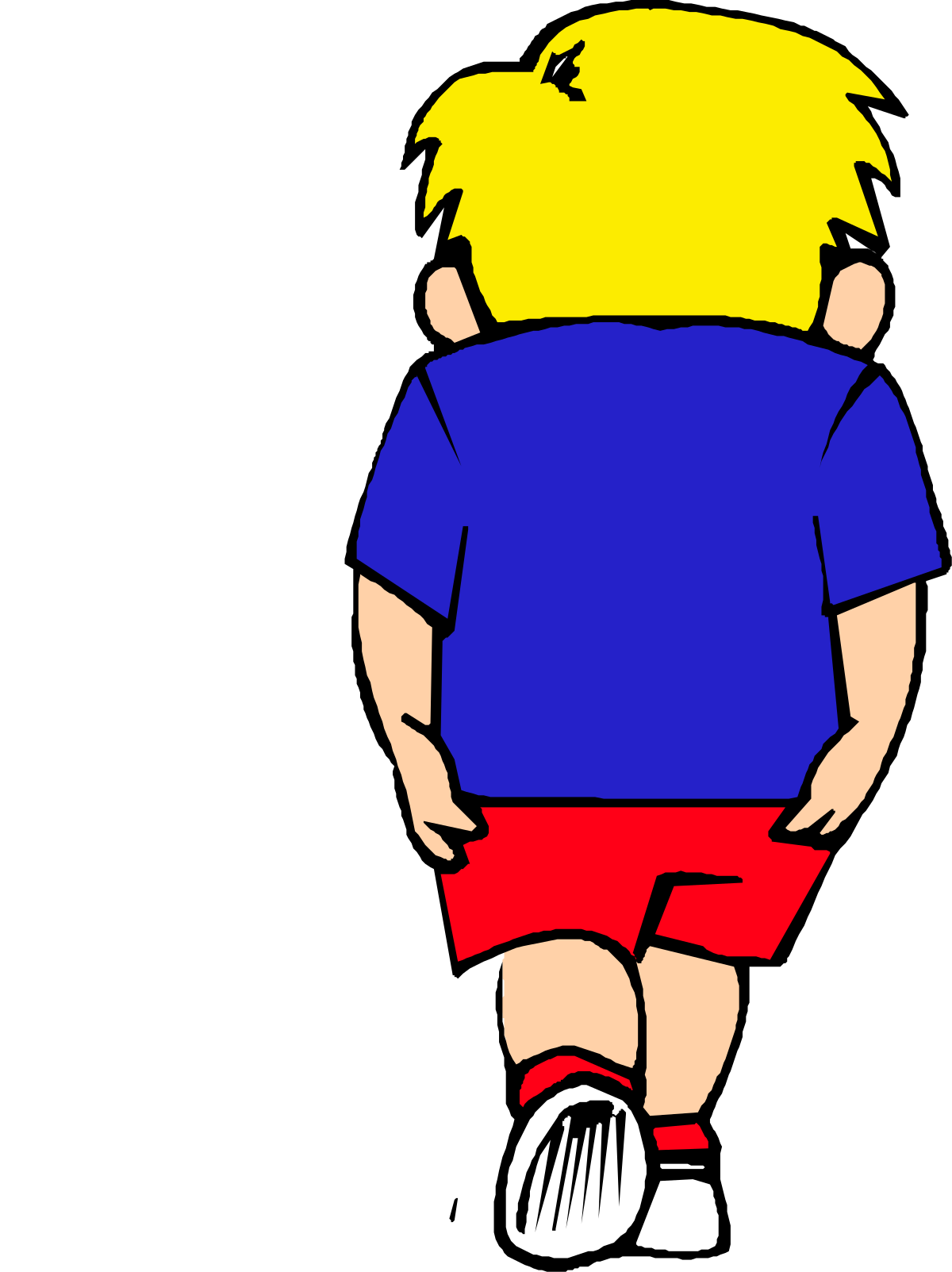 Cartoon Character Clipart: Fun Figure in Blue Shirt and Red Shorts
