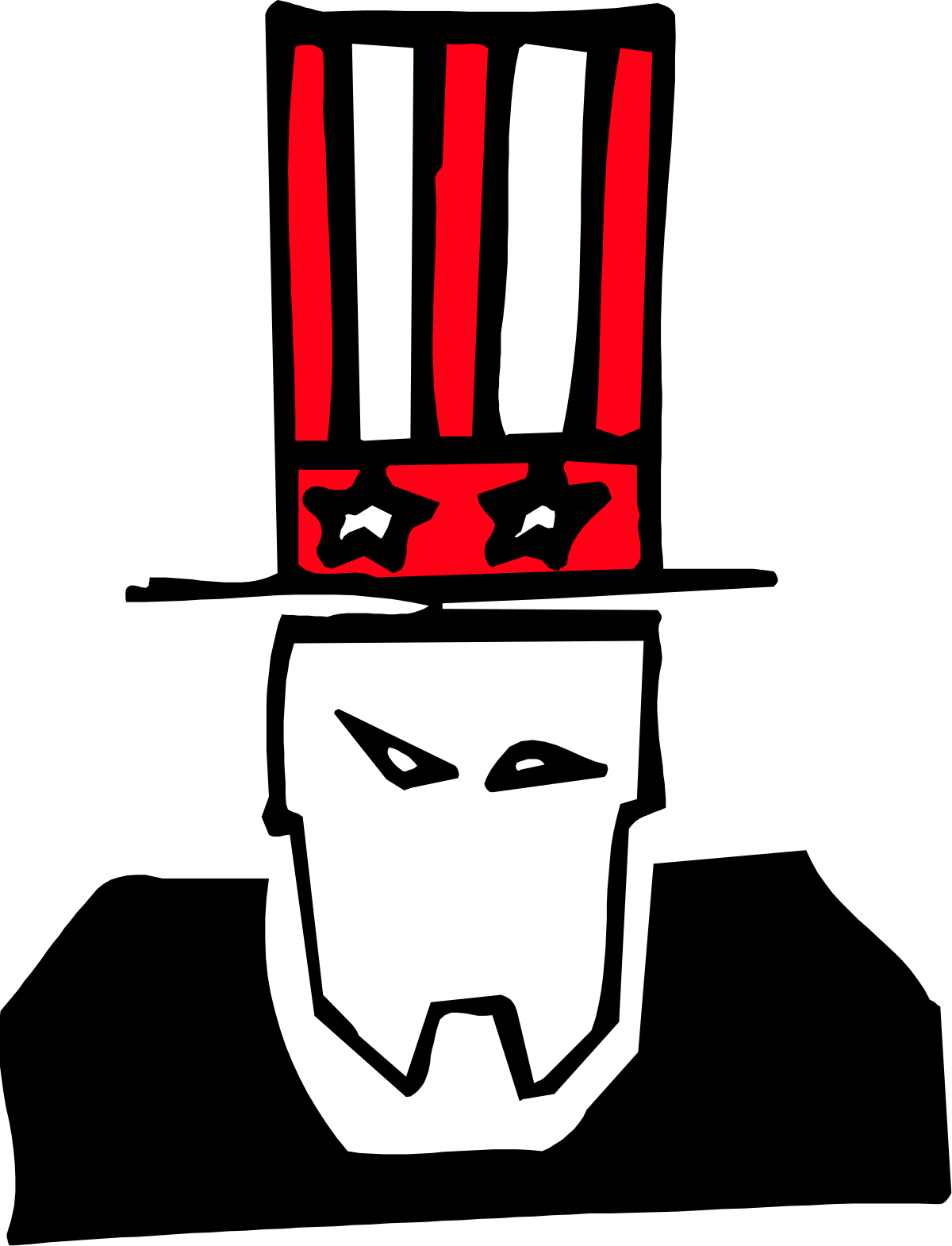 Black and White Clipart of a Man with a Red Hat