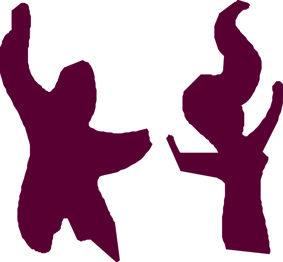 Silhouette Clipart: Two People in Dynamic Poses