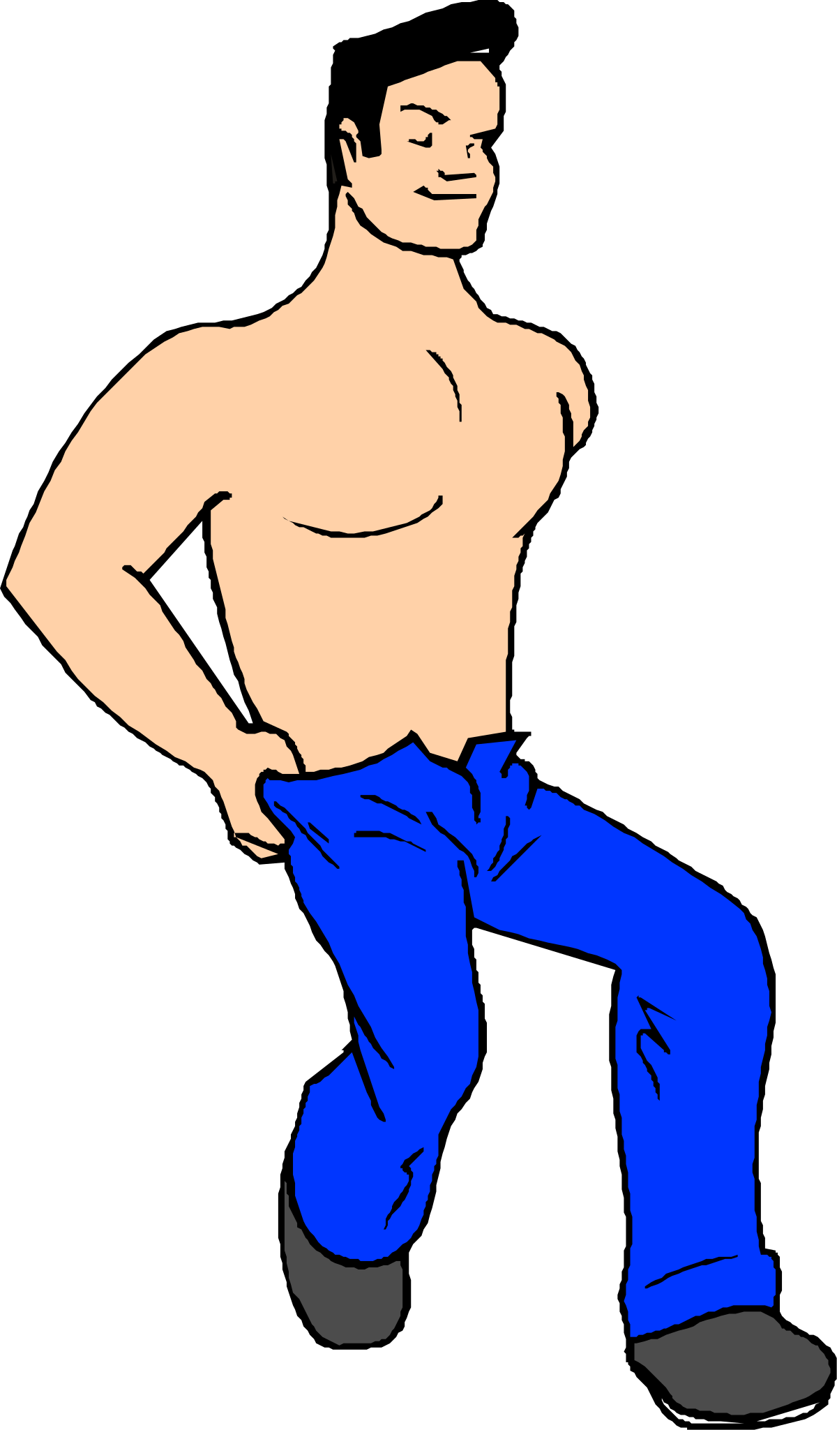 Man in Blue Pants and White Shirt Clipart - Versatile Character Illustration