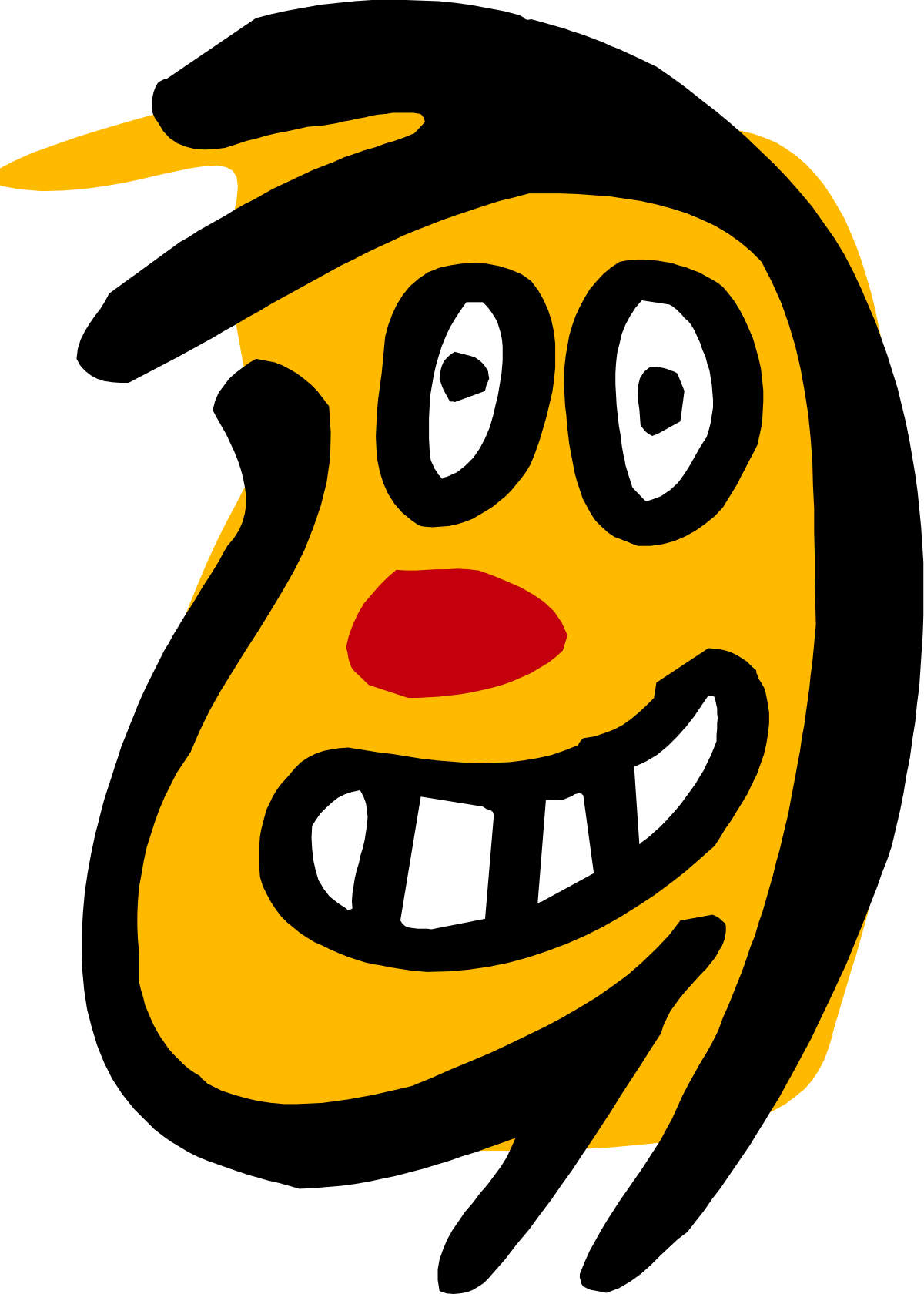 Playful Yellow and Black Cartoon Character with Red Nose Clipart