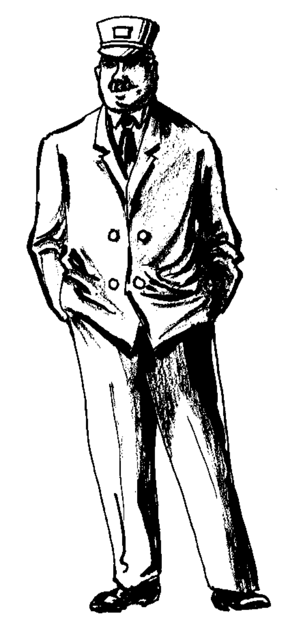 Black and White Clipart of a Man in a Suit