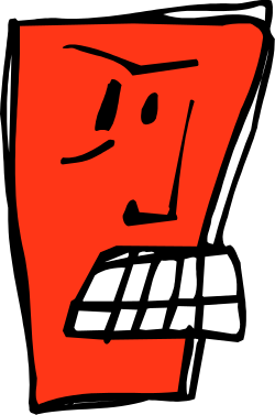 Red and White Logo with Face Clipart