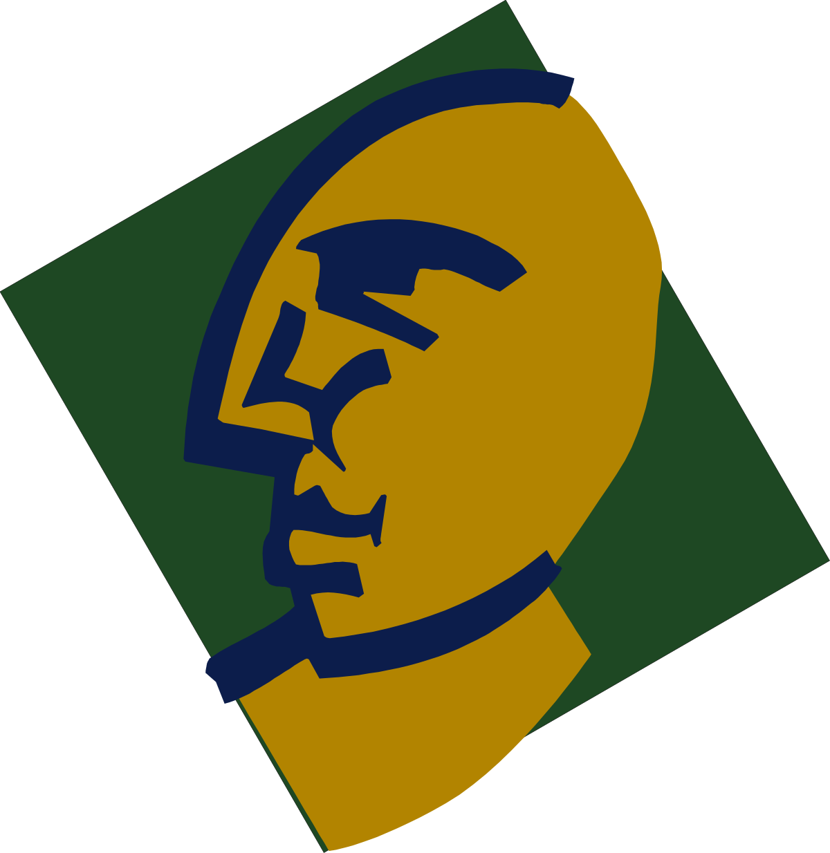 Green and Yellow Face with Blue and Yellow Square Clipart