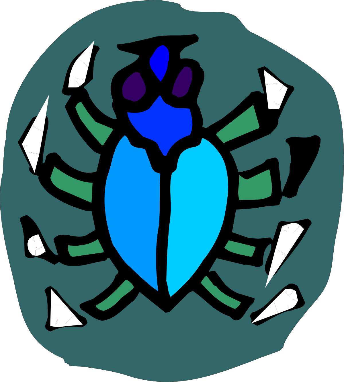 Blue and Green Scorpion Clipart on Black Background
