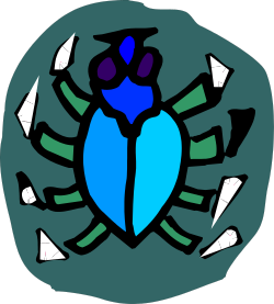 Blue and Green Scorpion Clipart on Black Background