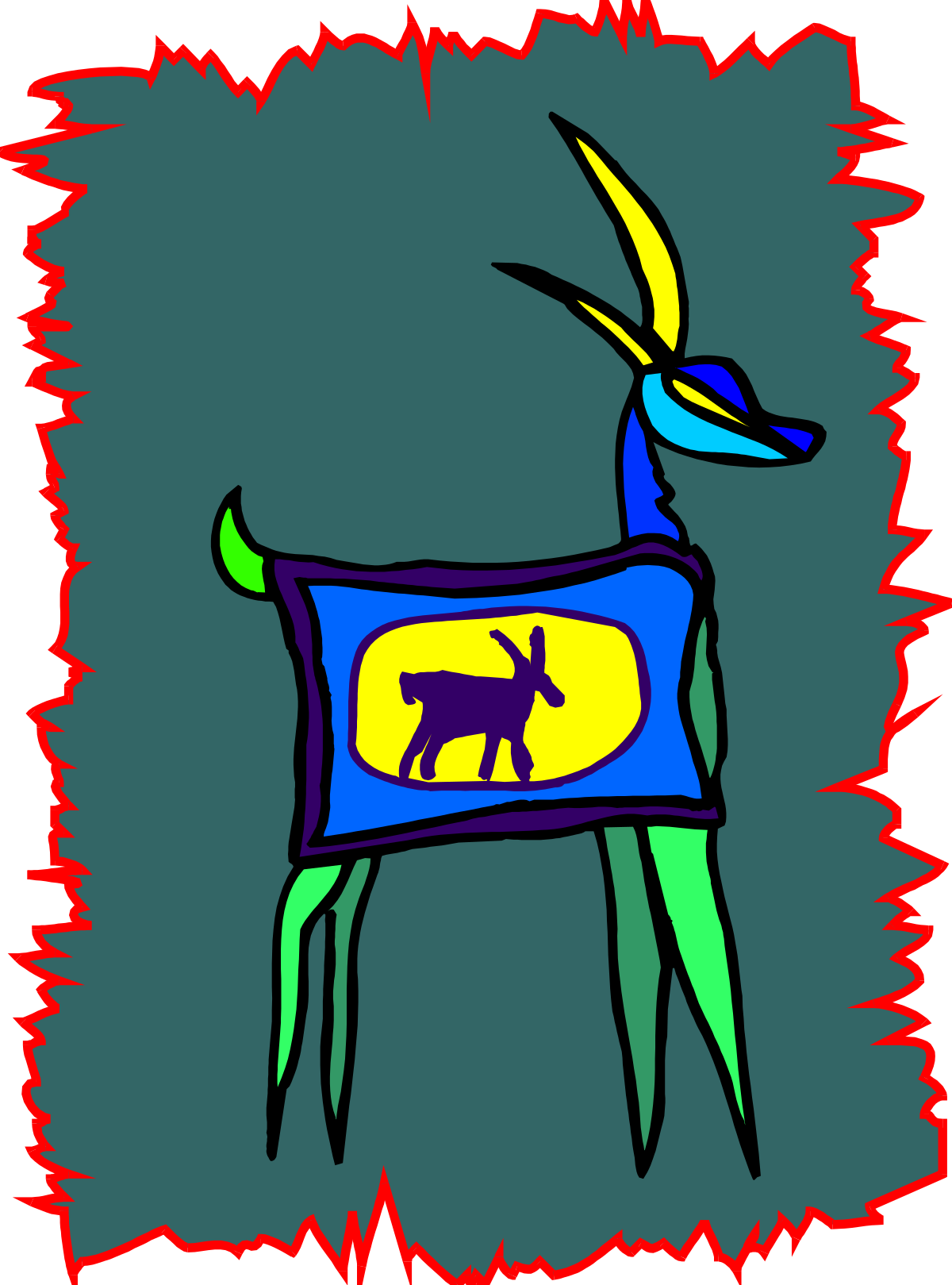 Goat with Colorful Shirt Clipart - Whimsical Farm Animal Art