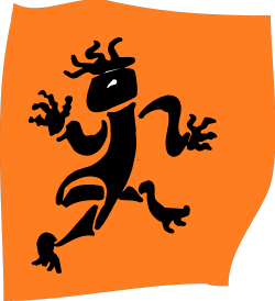 Gecko Clipart: Black and Orange Lizard on Vibrant Orange Background