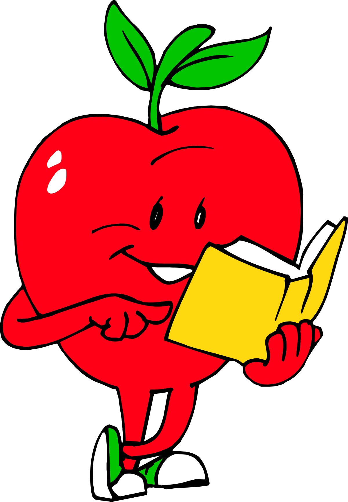 Apple Reading a Book Clipart: Vibrant Scene of a Whimsical Fruit