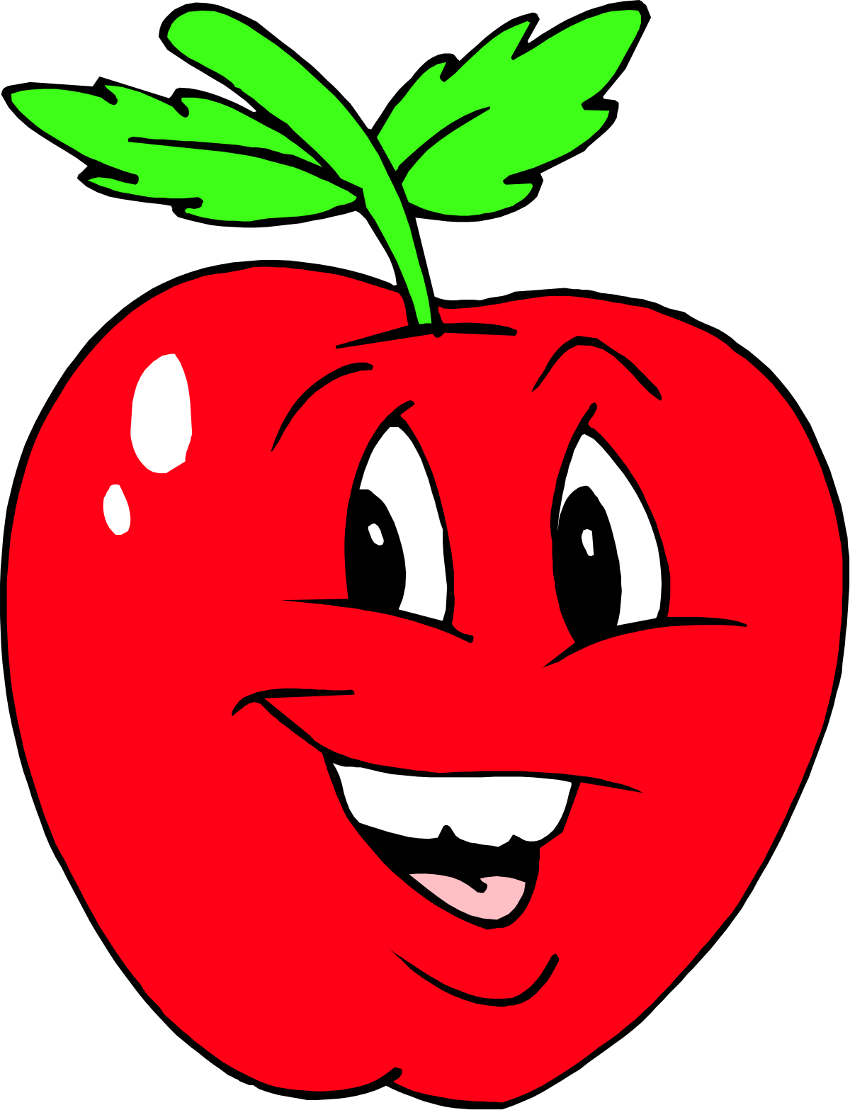 a cartoon apple with a green leaf on top clip art png transparent Cartoon Apple Clipart with Green Leaf - Vibrant and Playful