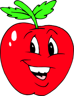 Cartoon Apple Clipart with Green Leaf - Vibrant and Playful