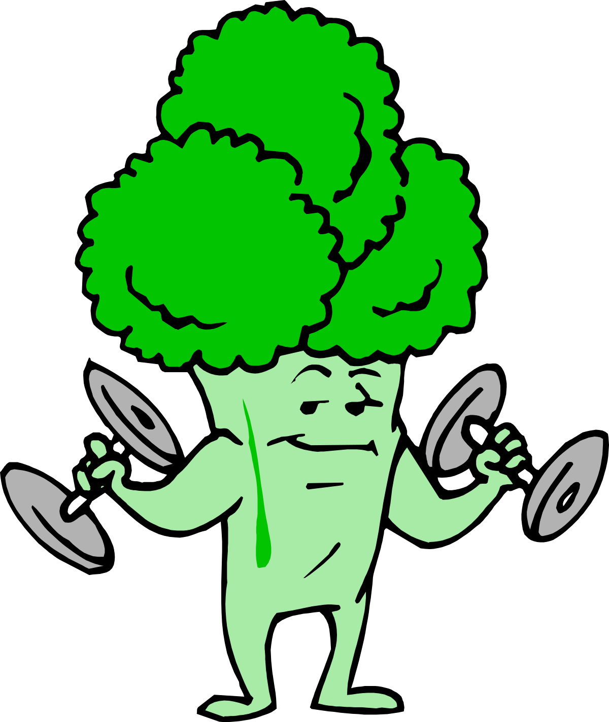 Cartoon Broccoli with Fork and Spoon Clipart for Fun Food Illustrations