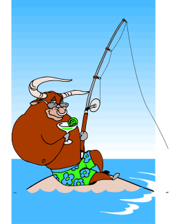 Cartoon Bear Fishing on the Beach Clipart