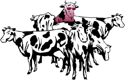 Cow with Rider Clipart: Playful Farm Scene