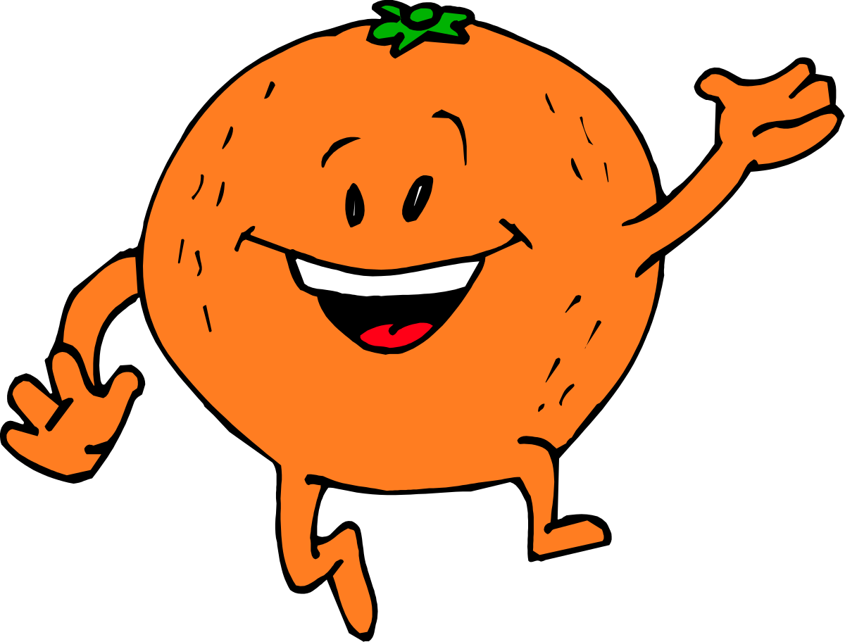 Cartoon Orange with Green Leaf - Fun and Playful Clipart