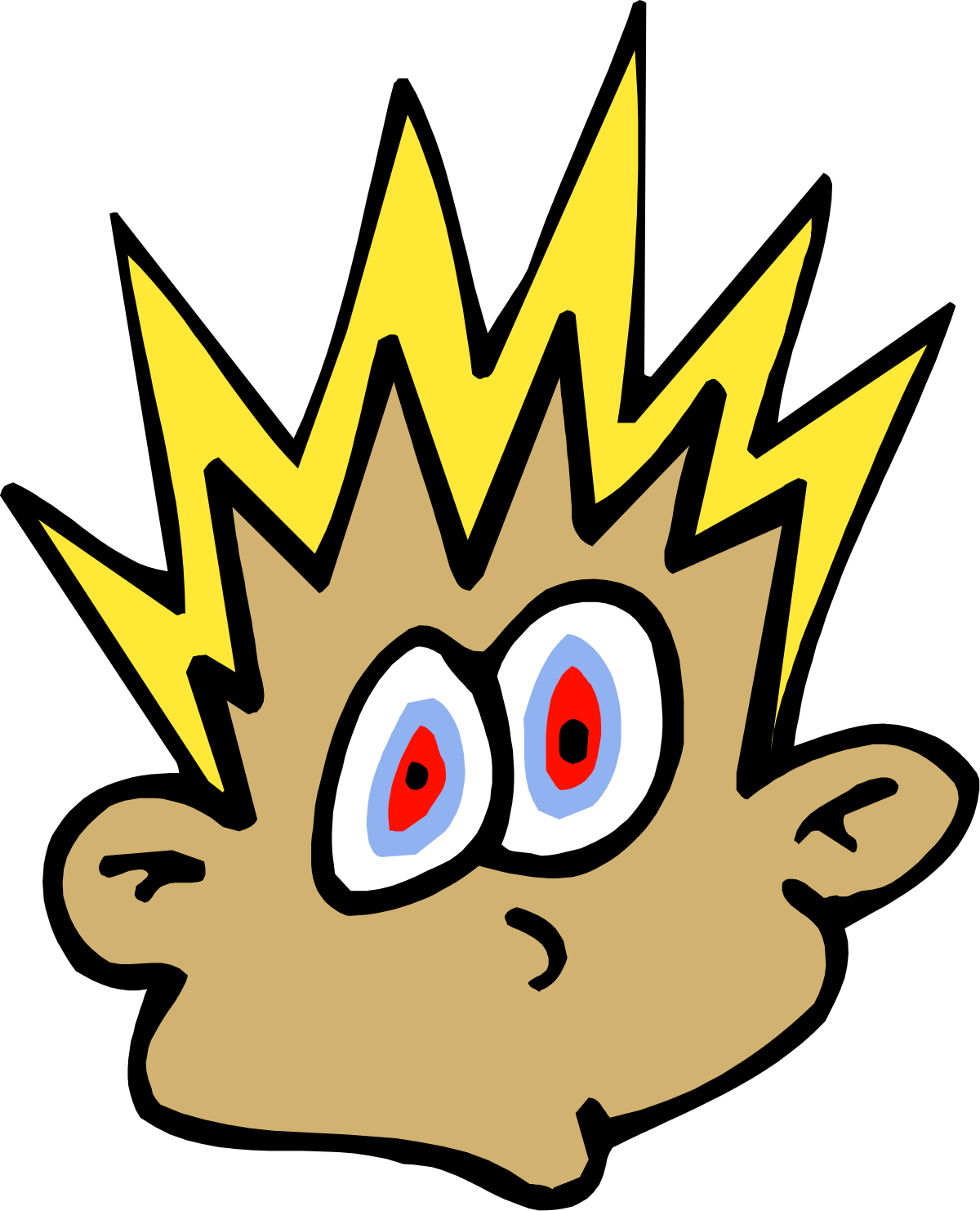 Cartoon Character with Big Eyes and Yellow Hair - Fun Clipart