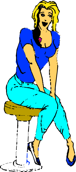 Woman Sitting on Stool with Crossed Legs - Relaxed Clipart for Creative Projects