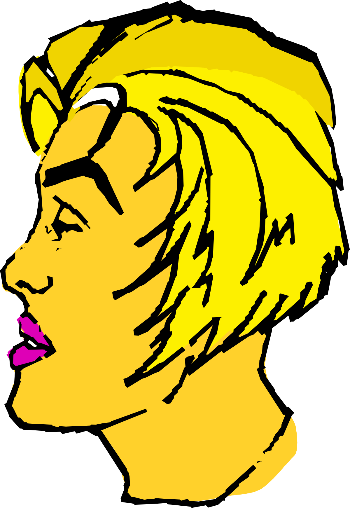 a woman with a yellow hair and a pink lipstick clip art png transparent Woman with Yellow Hair and Pink Lipstick - Vibrant Clipart Collection