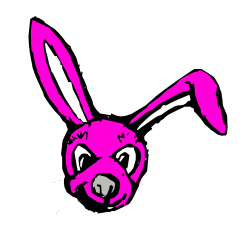 Pink Rabbit Head Clipart on Black Background - Charming and Playful Design