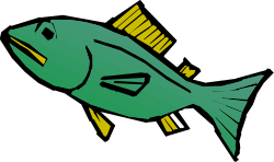 Green Fish with Yellow Stripes - Vibrant Clipart for Creative Projects